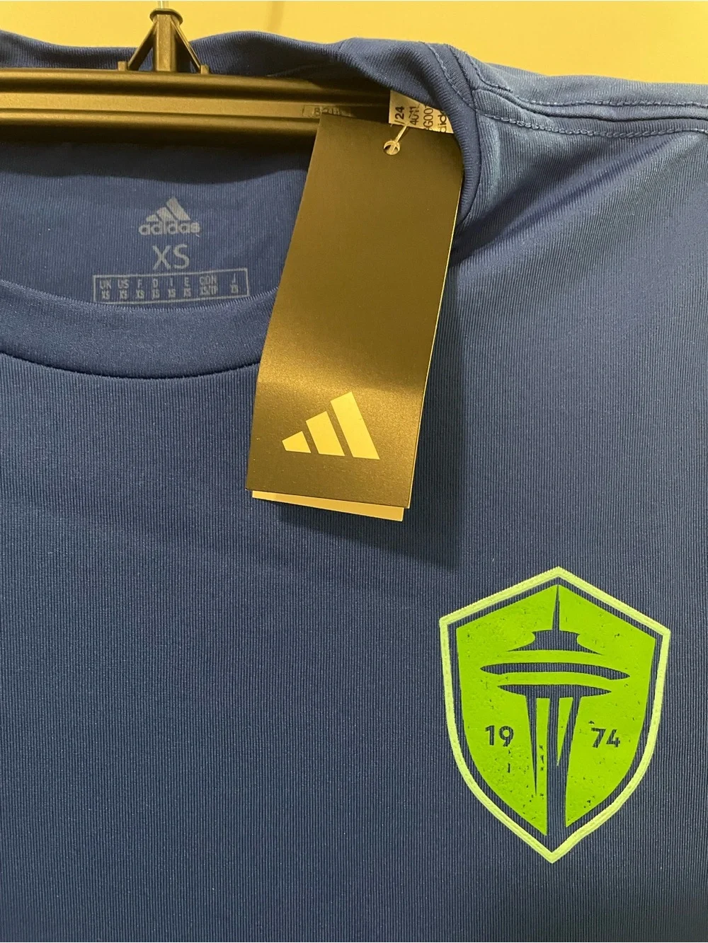 adidas Royal Blue Tee with Neon Green Seattle Crest
